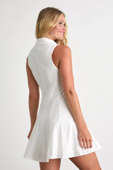 Zenley White Collared Skater Mini Dress