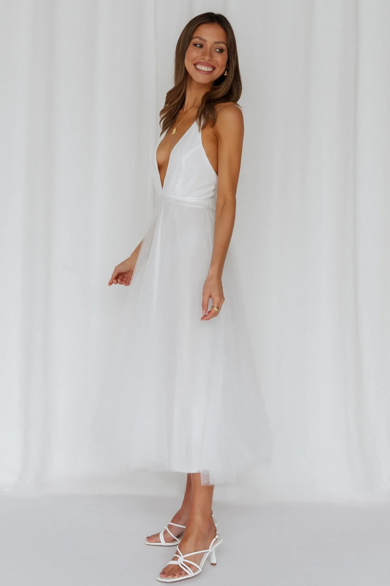 Summer Cinderella Midi Dress White