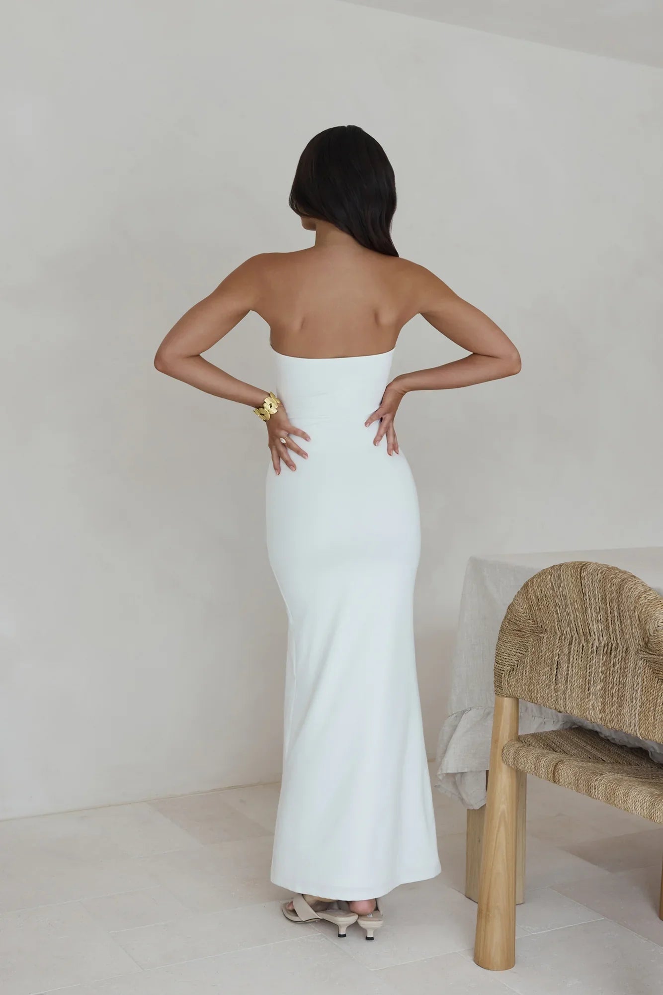 Sandy Stars Strapless Maxi Dress White