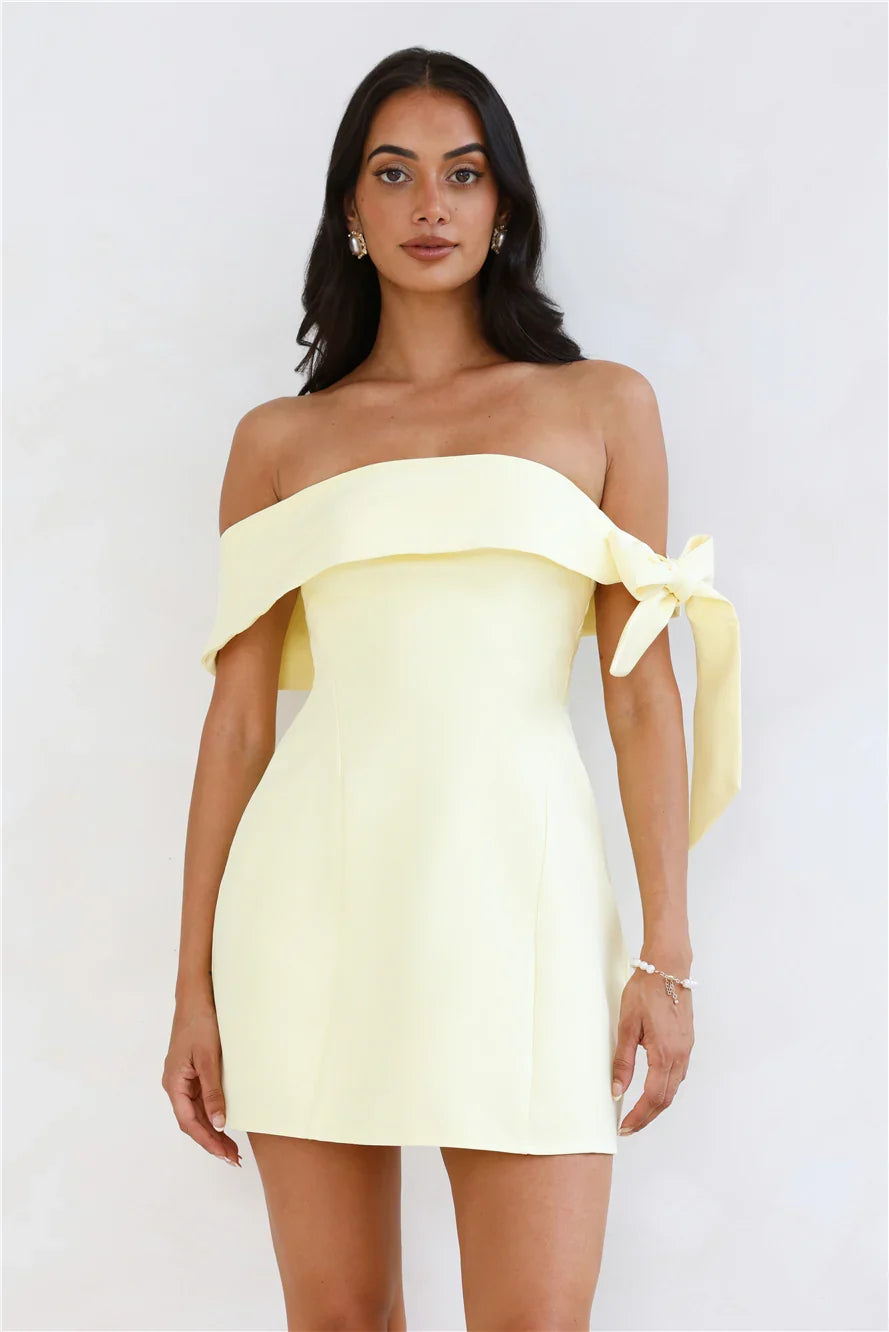 Seashell Dream Off Shoulder Mini Dress Yellow